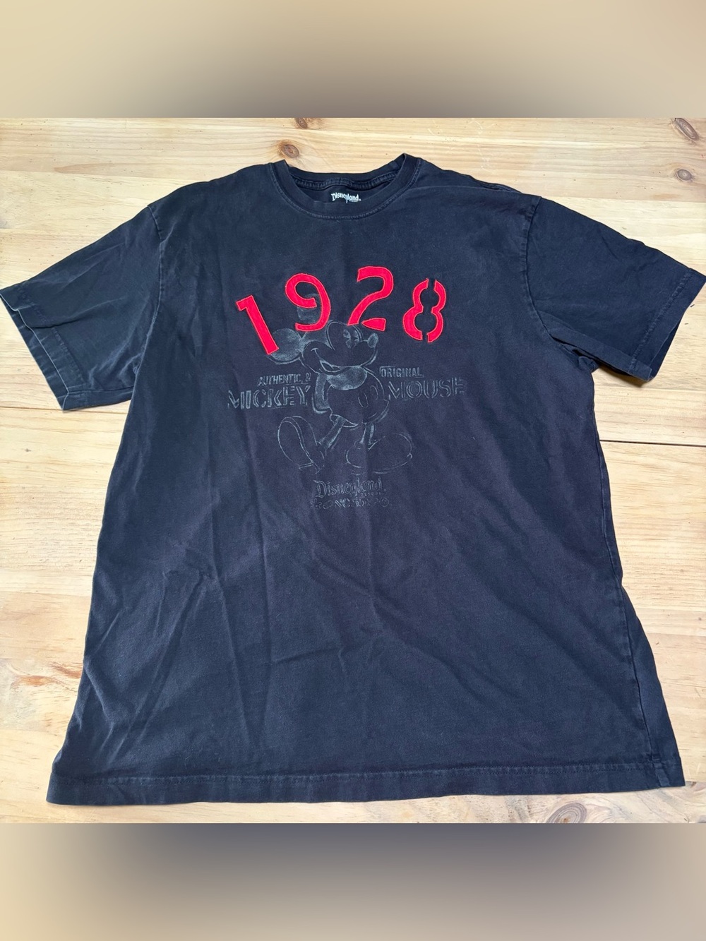 Disney Black Short Sleeve Tee with Red 1928 Detail